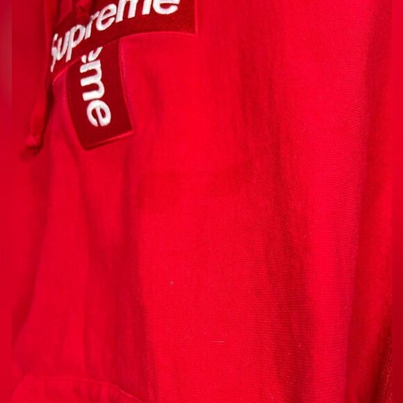 Supreme Cross Box Logo Hooded Sweatshirt Medium M Red Color - Picture 6 of 12